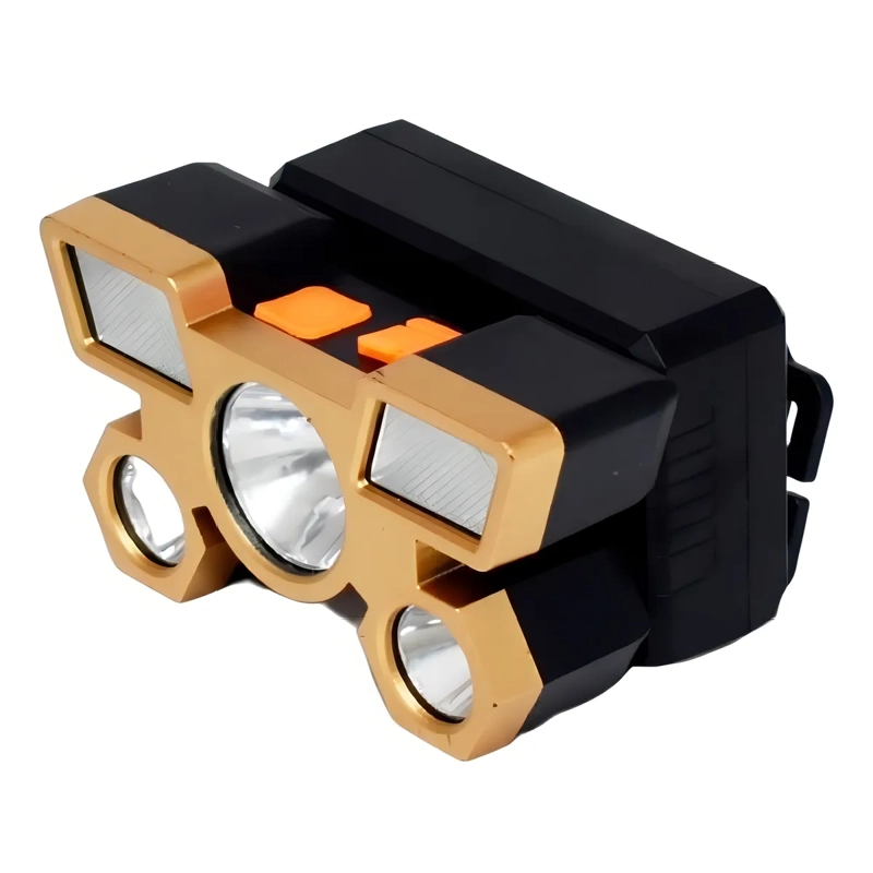 LINTERNA MINERA 5 LED VINCHA ELASTICA BATERIA RECARGABLE USB LINTERNA NEGRO LUZ BLANCO - 4