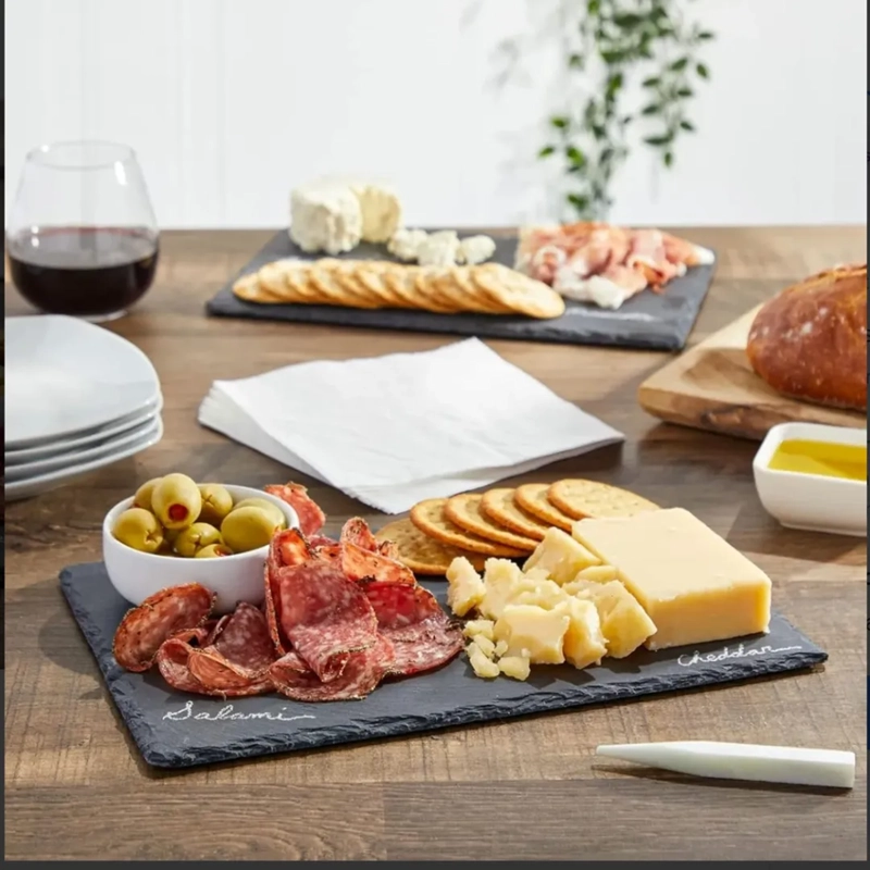 TABLA PIEDRA PIZARRA PRESENTACION PLATO RECTANGULAR 30X20CM LISA NEGRO - 2