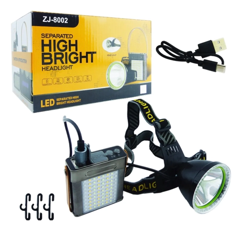 LINTERNA TIPO MINERO 72 MAS 1 LED ZJ-8002-B AGARRE A CINTURA BLANCO NEGRO - 1