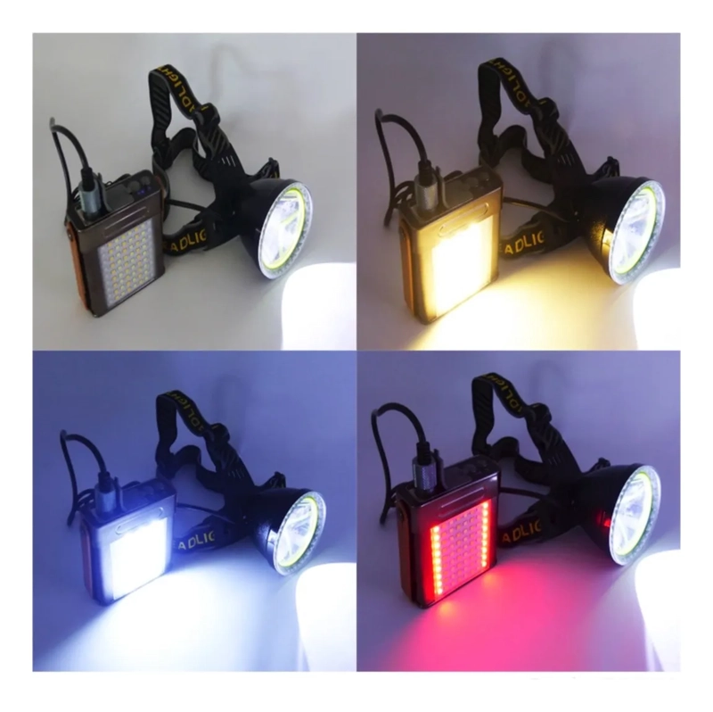 LINTERNA TIPO MINERO 72 MAS 1 LED ZJ-8002-B AGARRE A CINTURA BLANCO NEGRO - 2