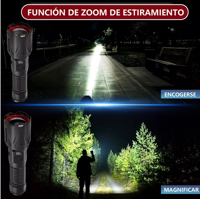 12000LM LINTERNA LED TACTICA RECARGABLE CON SIRENA - 4