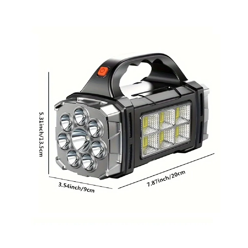 LINTERNA FOCO LED SOLAR MULTIFUNCION XPE+8LED+ 6COB NEGRO - 3