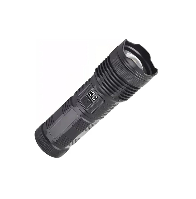 LINTERNA RECARGABLE LUZ LED DE BOLSILLO PANTALLA LCD IRM LINTERNA NEGRO LUZ BLANCO - 2