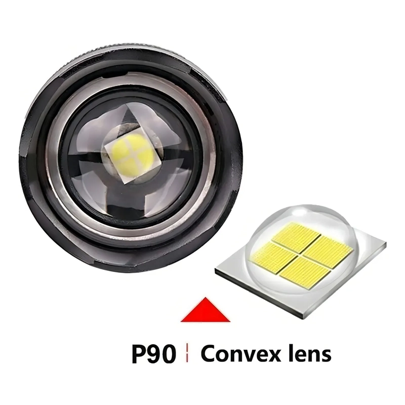 POTENTE LINTERNA TACTICA MILITAR USB P90 LINTERNAS CAMPING COLOR DE LA LUZ NEGRO - 5