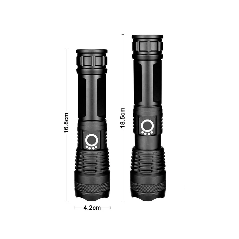 LINTERNA LED ALTA POTENCIA METALICA RECARGABLE 4000LM BLANCO NEGRO - 1