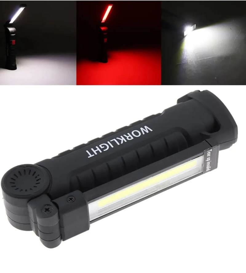 LINTERNA TACTICA LED COB RECARGABLE DE LUZ TRABAJO COLGANTE LINTERNA NEGRO - 2