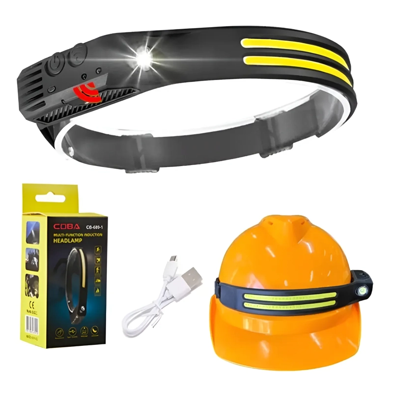 LINTERNA FRONTAL 2EN1 PARA CASCO DE MINERO CON SENSOR - 1