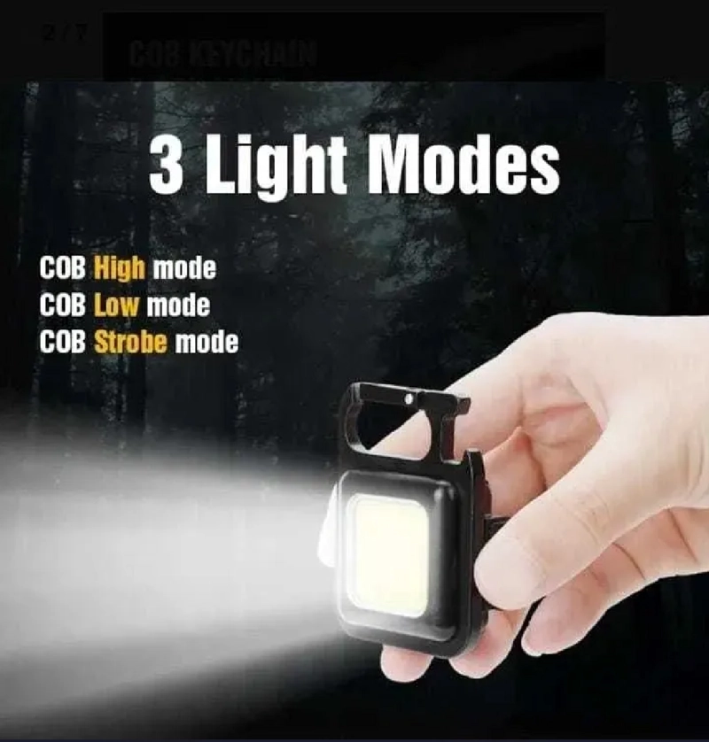 3X LINTERNA LED COB | LLAVERO GANCHO MOSQUETON MINI LIGHT BLANCO - 4