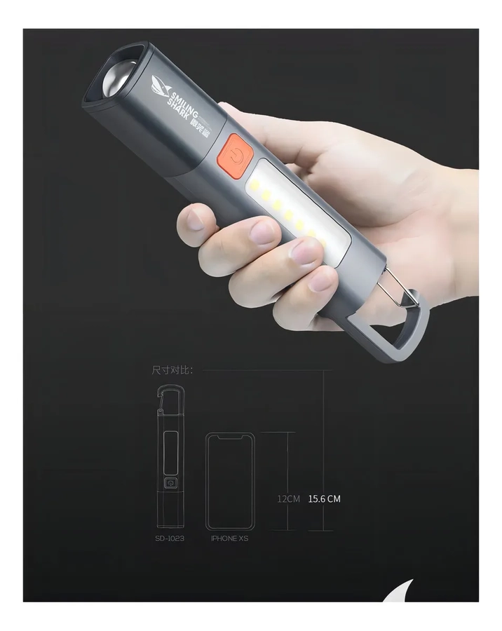 LINTERNA LAMPARA COLGABLE CAMPING RECARGABLE TELESCOPICO IPX LINTERNA GRIS LUZ BLANCO - 2
