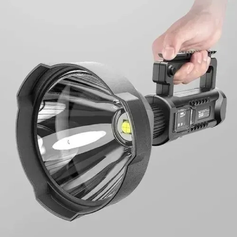FOCO LINTERNA LED LARGO ALCANCE 1000 METROS + USB + TRIPODE BLANCO PLATEADO - 4