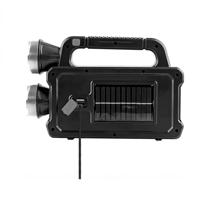 LINTERNA LED RECARGABLE SOLAR USB CAZADOR POTENTE 7718 NEGRO BLANCO - 1