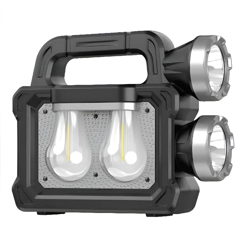 LINTERNA LED RECARGABLE SOLAR USB CAZADOR POTENTE 7718 NEGRO BLANCO - 2