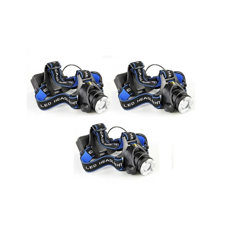 PACK X3 LINTERNA FRONTAL LED DE CABEZA RECARGABLE 1600 L - 2