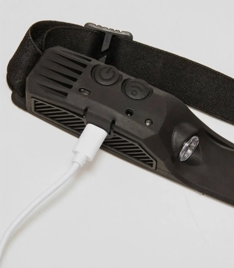 LINTERNA 2 EN 1 FRONTAL PARA CASCO DE MINERO CON SENSOR USB BLANCO - 3