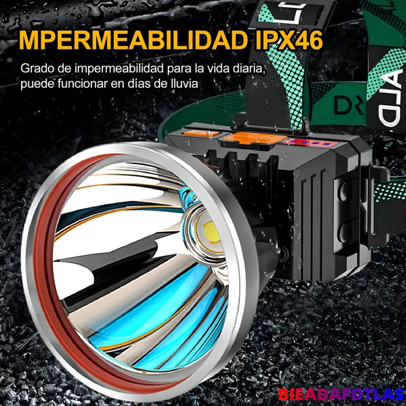LAMPARA TIPO MINERO RECARGABLE POTENTE DE CACERIA LUZ LINTERNA NEGRO - 1