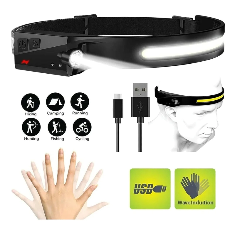LINTERNA LED FRONTAL DE CABEZA IMPERMEABLE RECARGABLE USB - 4