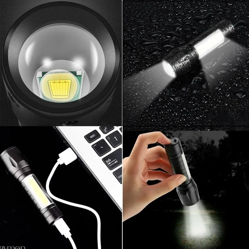 LINTERNA TACTICA RECARGABLE USB DE LARGA DISTANCIA LED - 2
