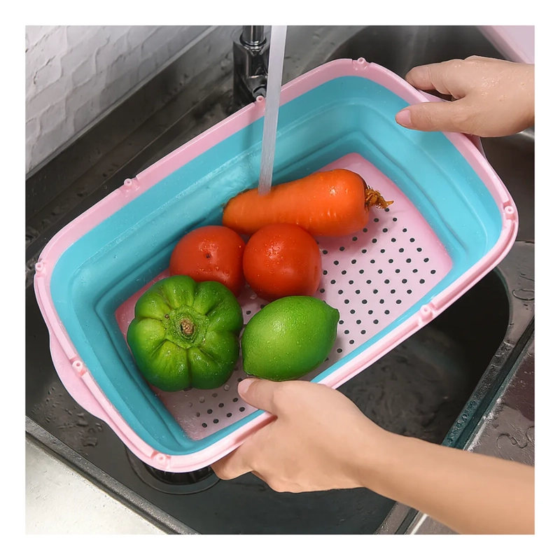 KIT TABLA PLEGABLE CORTADOR DE ALIMENTOS + 2 CUCHILLOS - 3
