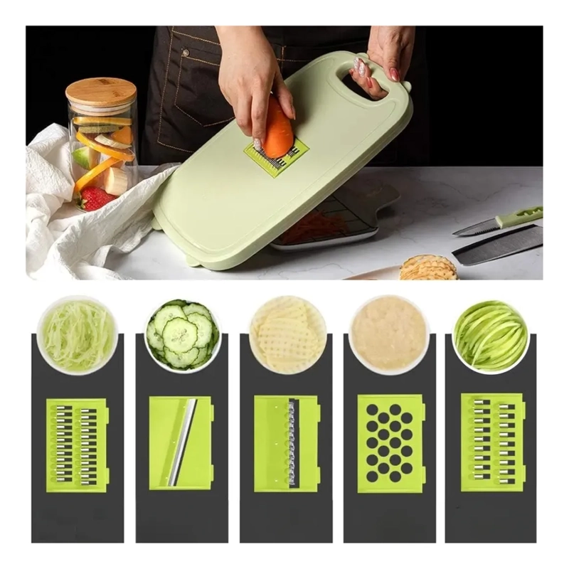 KIT TABLA PLEGABLE CORTADOR DE ALIMENTOS + 2 CUCHILLOS - 5
