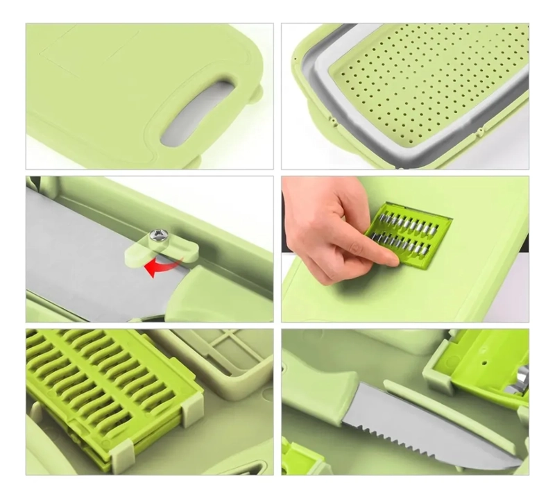 KIT TABLA PLEGABLE CORTADOR DE ALIMENTOS + 2 CUCHILLOS - 8