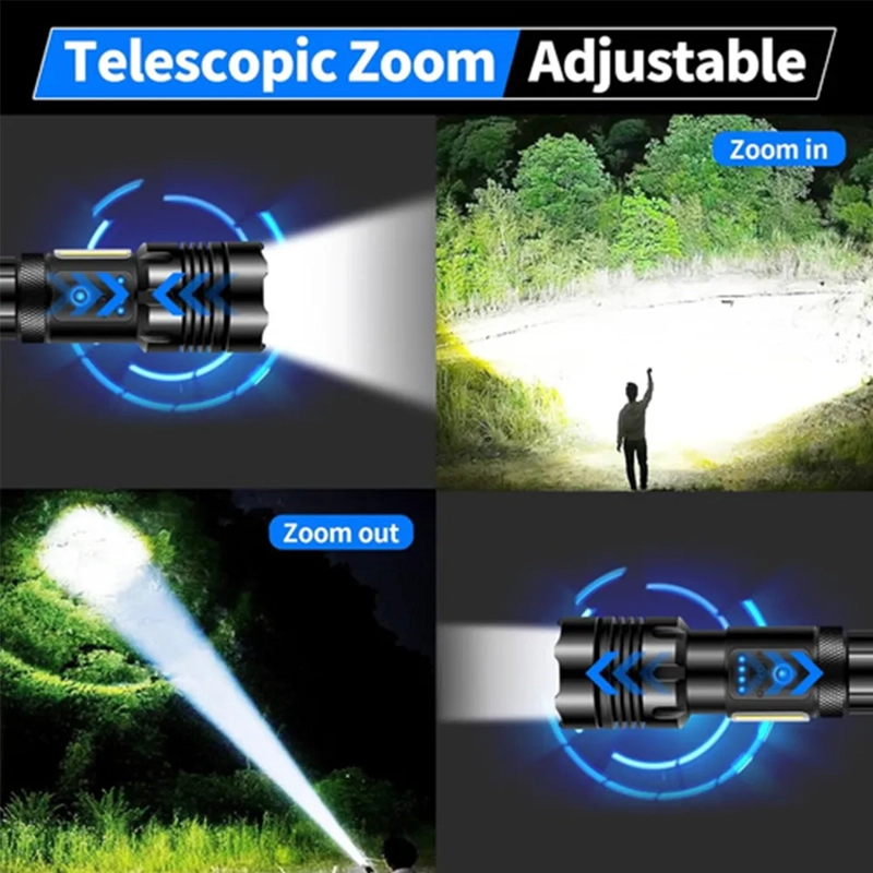 LINTERNA TACTICA LED BRILLANTE DE 90000 LM RECARGABLE TIPO-C - 4