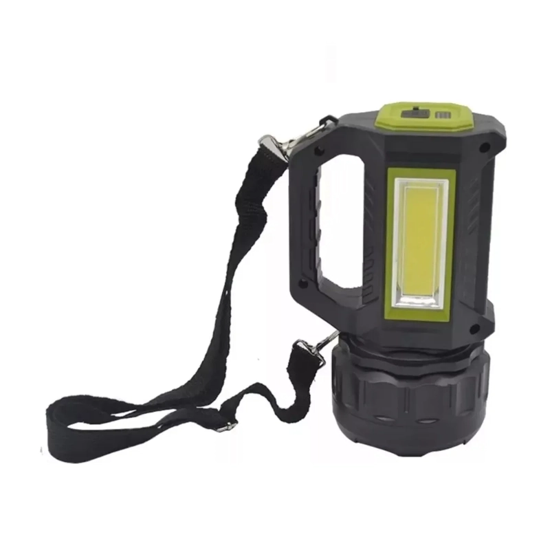LINTERNA LED LARGO ALCANCE RECARGABLE USB 600MTS 6 FUNCIONES BLANCO NEGRO - 2