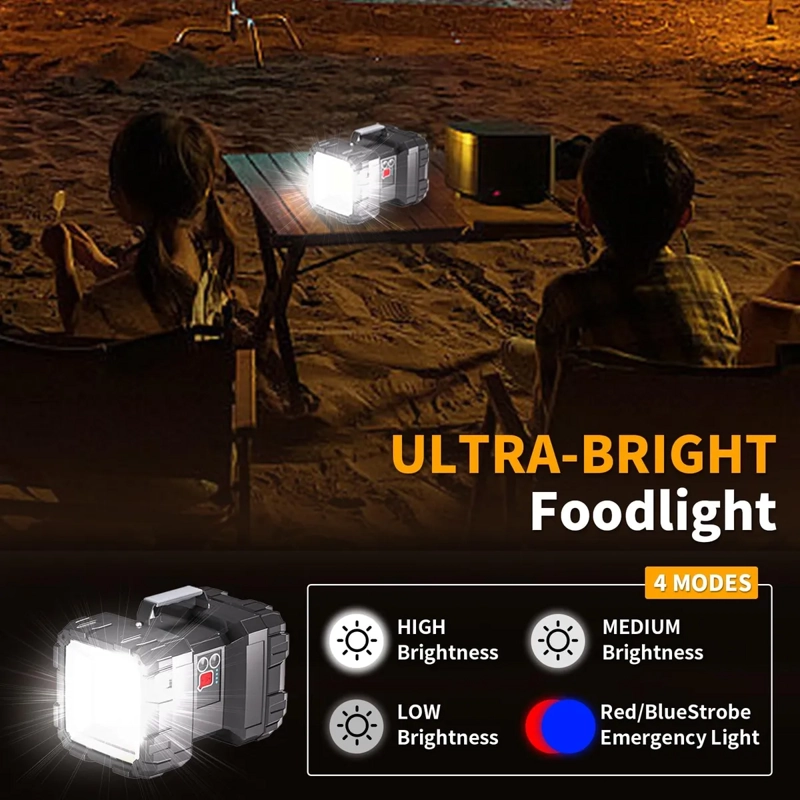 LINTERNA DE REFLECTOR LED RECARGABLE SUPER POTENTE NEGRO NEGRO - 2