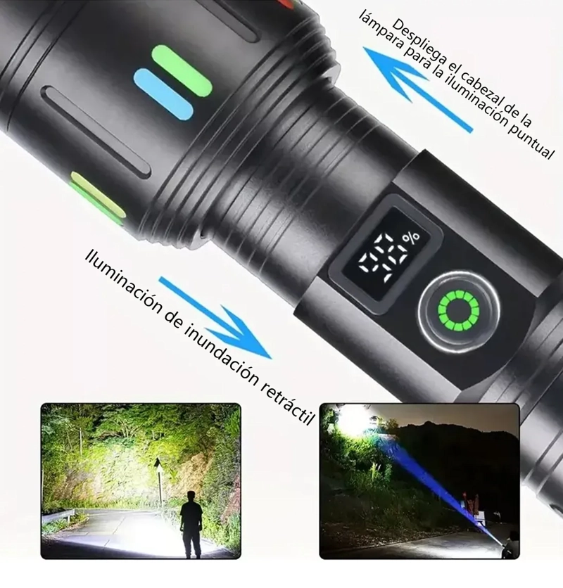 LINTERNA DE CARGA 12000 LUMENES ALTOS CON PANTALLA POTENCIA - 2
