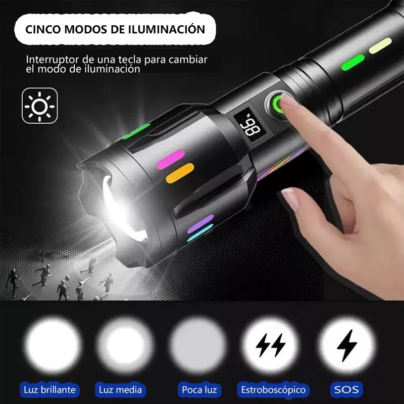 LINTERNA DE CARGA 12000 LUMENES ALTOS CON PANTALLA POTENCIA - 5