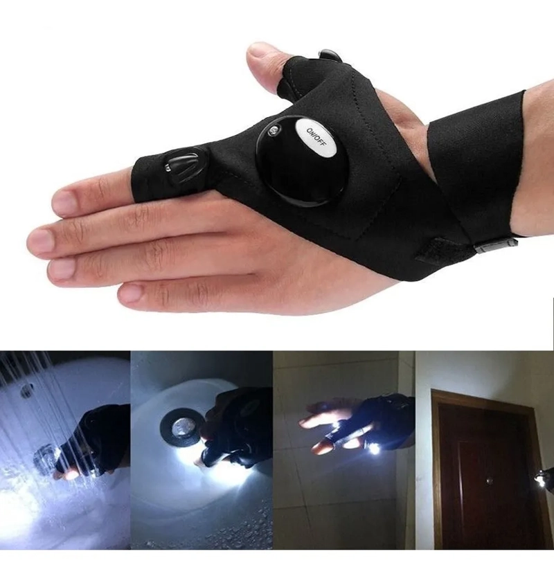GUANTE CON LINTERNA LED, PARA BICI, CAZA, PESCA, TRABAJOS - 1