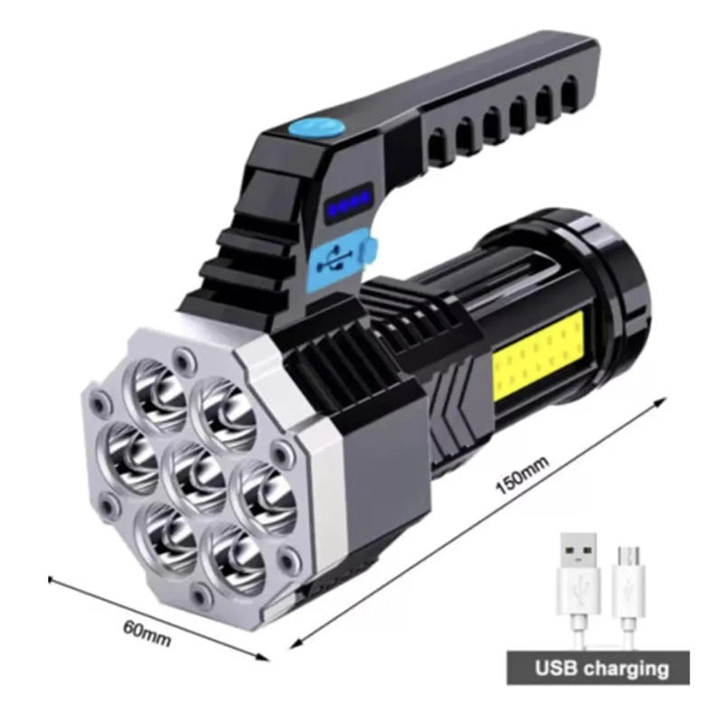 LINTERNA LED USB RECARGABLE FOCO CAMPING 7 FOCOS COB LED - 1