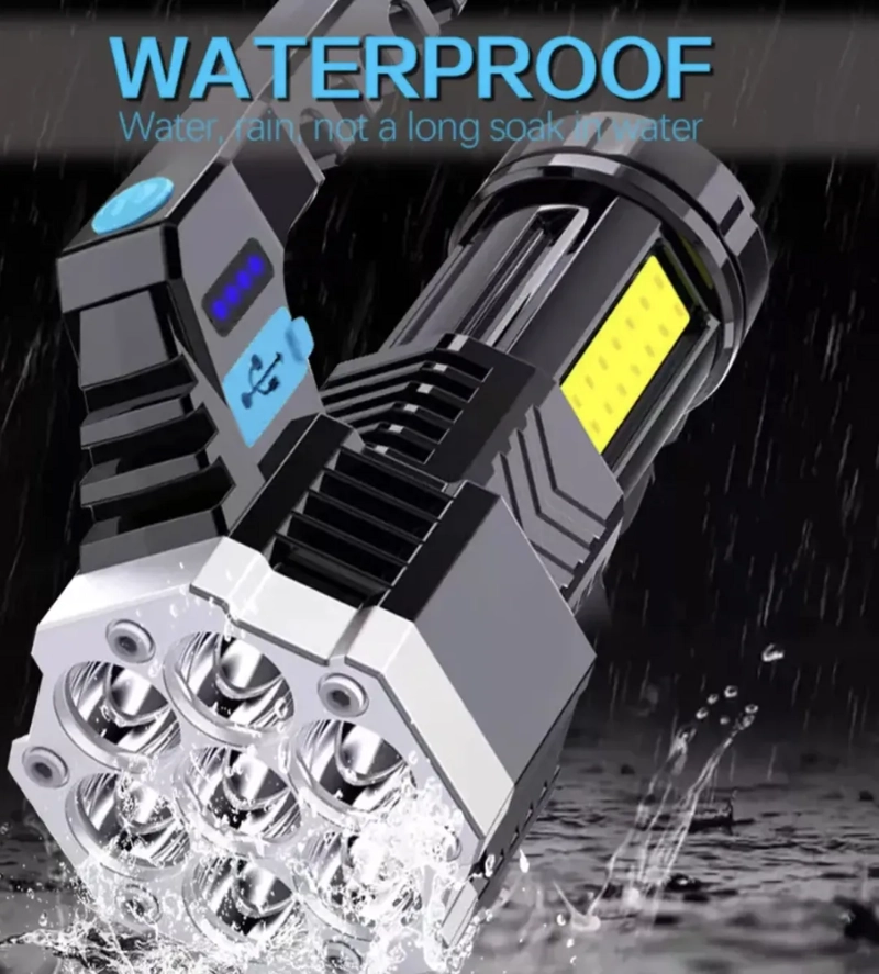 LINTERNA LED USB RECARGABLE FOCO CAMPING 7 FOCOS COB LED - 4