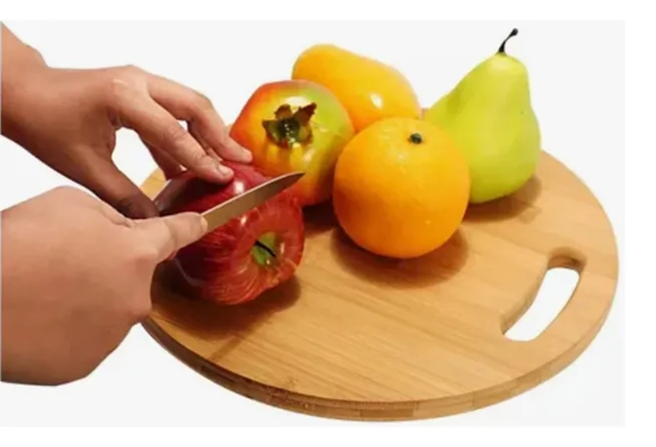 PACK 3 TABLAS PARA CORTAR VERDURAS CARNES 30CM CIRCULAR REDONDA BAMBU - 1