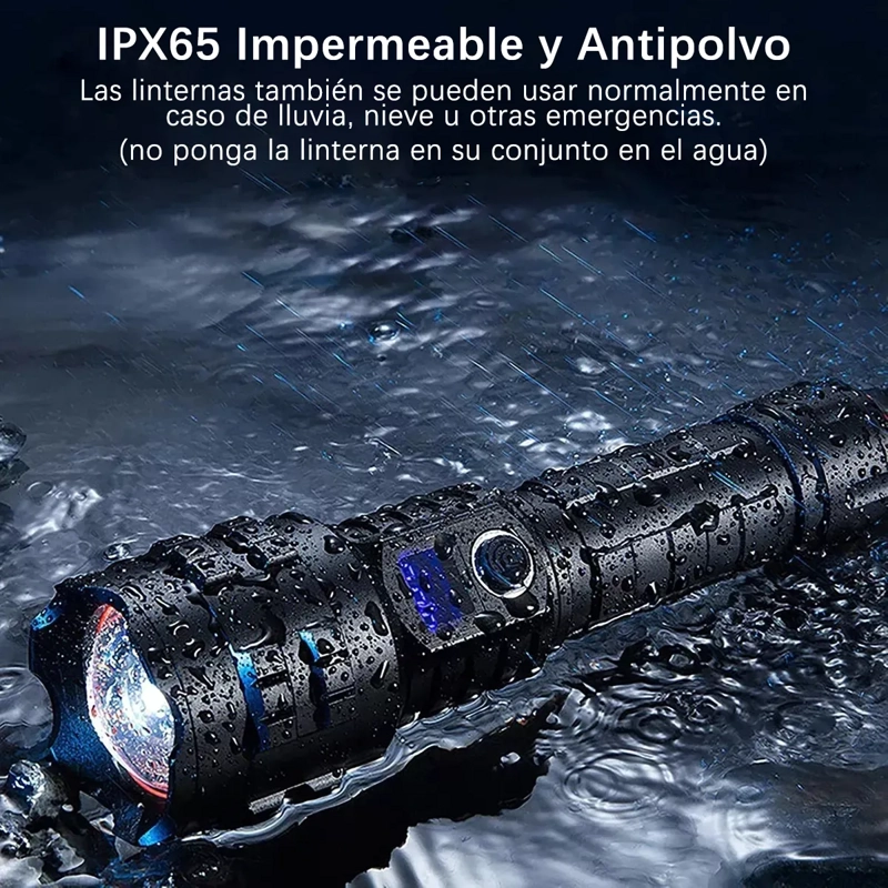LINTERNA 100000 LUMENS TACTICA RECARGABLA PORTATIL ALTA POTENCIA CON ZOOM 5 MODOS DE ILUMINACION - 5