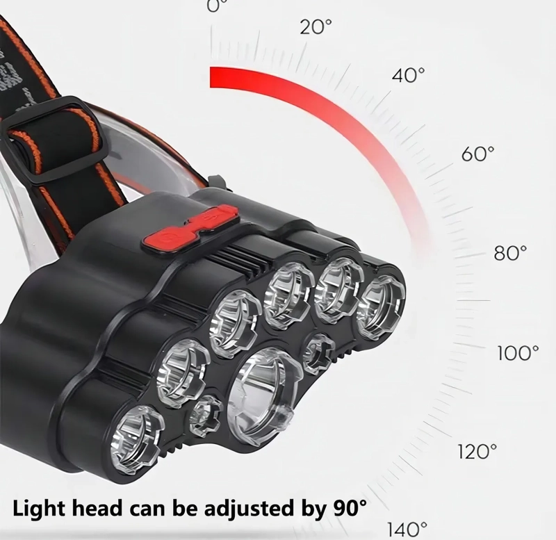 LINTERNA MINERO DE 9 LED, CABEZA AJUSTABLE RECARGABLE USB LINTERNA NEGRO LUZ BLANCO - 2