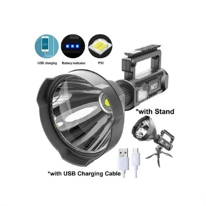 FOCO LINTERNA LED LARGO ALCANCE 1000 METROS + USB + TRIPODE BLANCO - 2