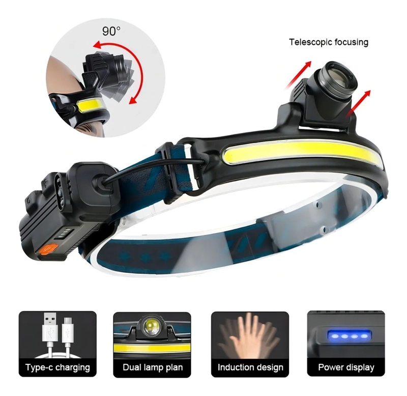 LINTERNA FRONTAL LED 1000LM LUZ CAMPING LAMPARA DE CABEZA LUZ BLANCO - 1
