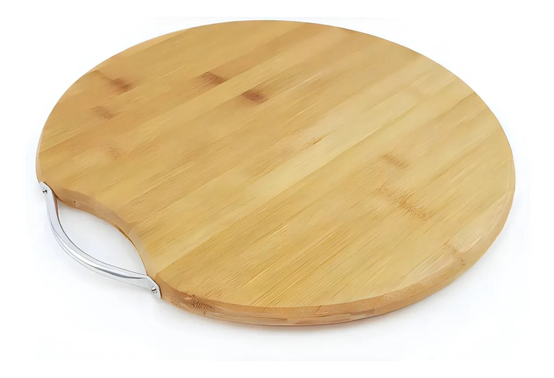 TABLA DE CORTAR CARNE PARA BARBACOA DE BAMBU, 30 X 30 CM, RUSTICA, REDONDA - 2