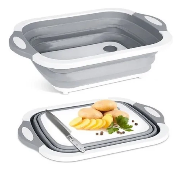 TABLA PARA PICAR 3 EN 1 COCINA DE SILICONA PLEGABLE DRENAJE - 1