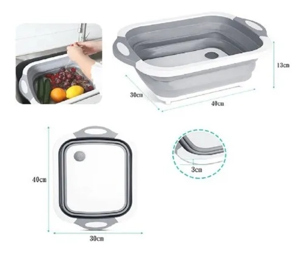 TABLA PARA PICAR 3 EN 1 COCINA DE SILICONA PLEGABLE DRENAJE - 2