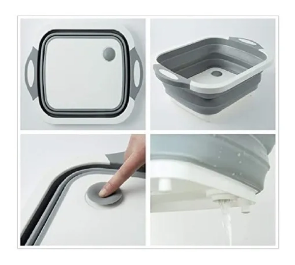 TABLA PARA PICAR 3 EN 1 COCINA DE SILICONA PLEGABLE DRENAJE - 4
