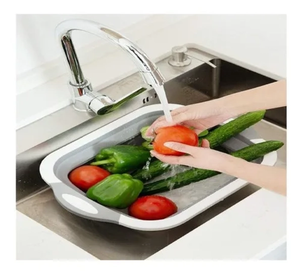 TABLA PARA PICAR 3 EN 1 COCINA DE SILICONA PLEGABLE DRENAJE - 6