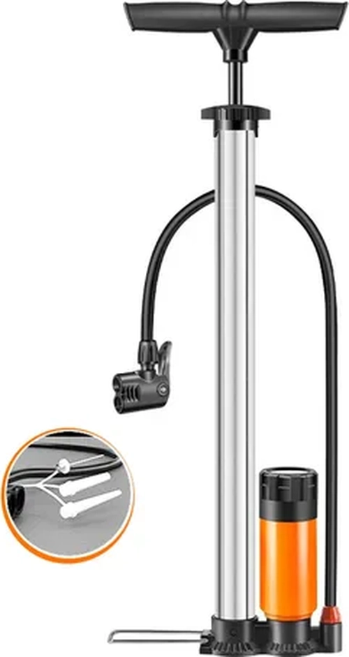 BOMBA DE AIRE PARA BICICLETA CON MANOMETRO GRIS - 1