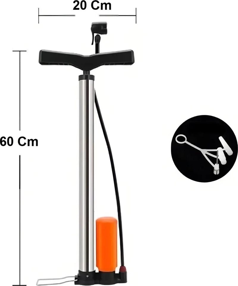 BOMBIN BICICLETA PROFESIONAL INFLADOR BALON MEDIDOR PRESION COLOR PLATEADO - 5