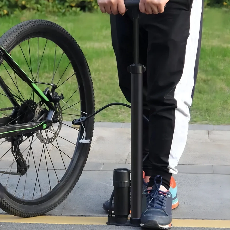 BOMBIN BICICLETA PROFESIONAL INFLADOR BALON MEDIDOR PRESION COLOR PLATEADO - 6