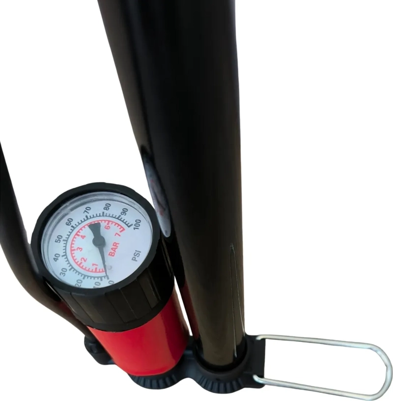 INFLADOR DE PIE UK TIME CON ACUMULADOR + MANOMETRO Y AGUJA NEGRO - 1
