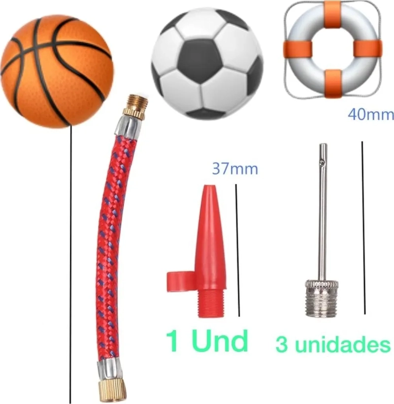 KIT DE 5 PIEZAS AGUJAS DE INFLAR BALONES LLANA BICICLETAS GRIS - 1