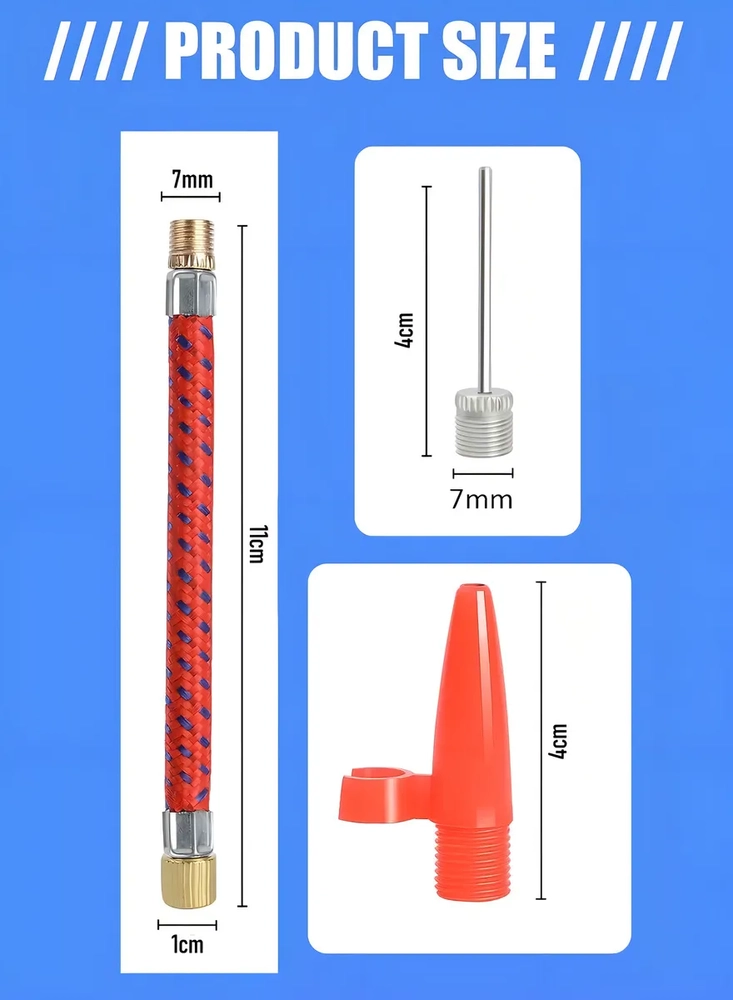 KIT DE 5 PIEZAS AGUJAS DE INFLAR BALONES LLANTA BICICLETAS COLOR ROJO - 3