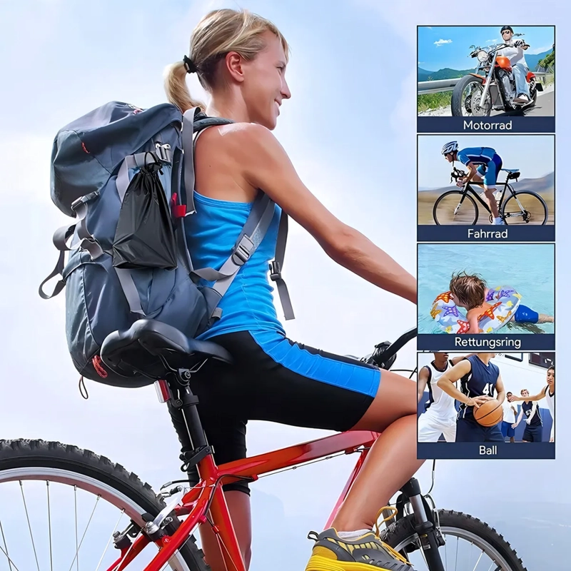 BOMBA INFLADOR DE PIE P/NEUMATICOS BICI MOTOS PELOTAS CARROS COLOR ROJO - 6