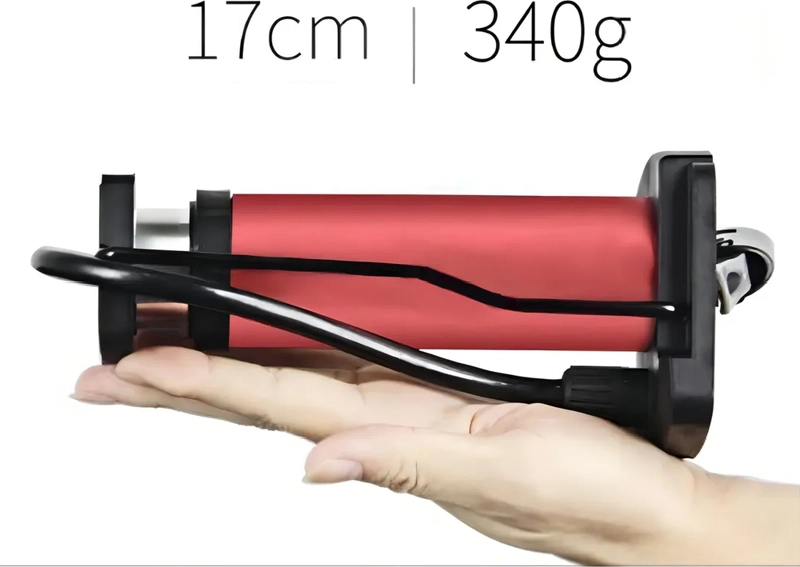 BOMBA INFLADOR DE PIE P/NEUMATICOS BICI MOTOS PELOTAS CARROS COLOR ROJO - 7
